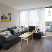 Living room interior with open balcony