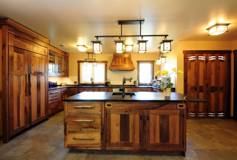 Ceiling lights in the kitchen of a private house