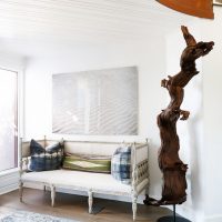 Natural wood in the interior of the living room