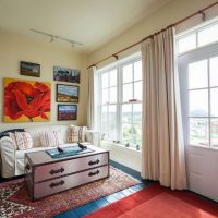 Living room with door to the garden of a private house