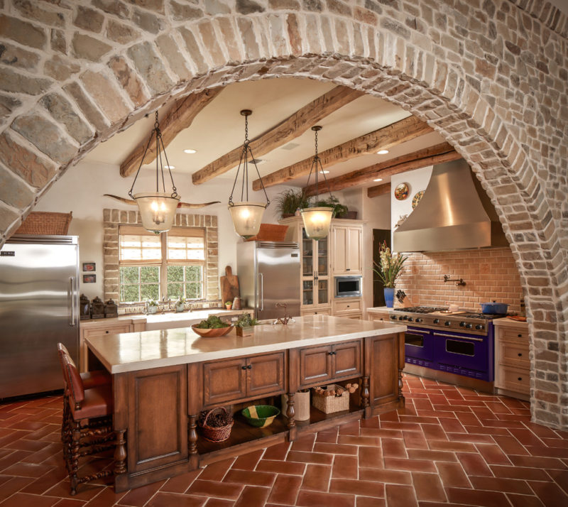 Wooden beams on the kitchen ceiling