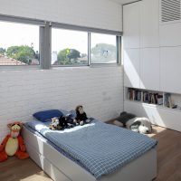 White brick wall in a children's room