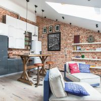 Design of a kitchen-living room in the attic