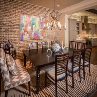 Dining area with wooden chairs