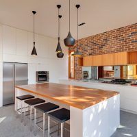 Kitchen island with wood worktop