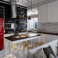 Slate wall in the kitchen-living room