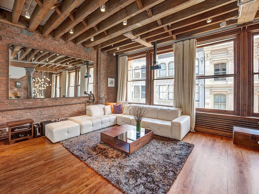 Spacious loft style brick walls