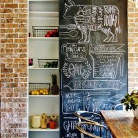 Door with slate board in a small pantry