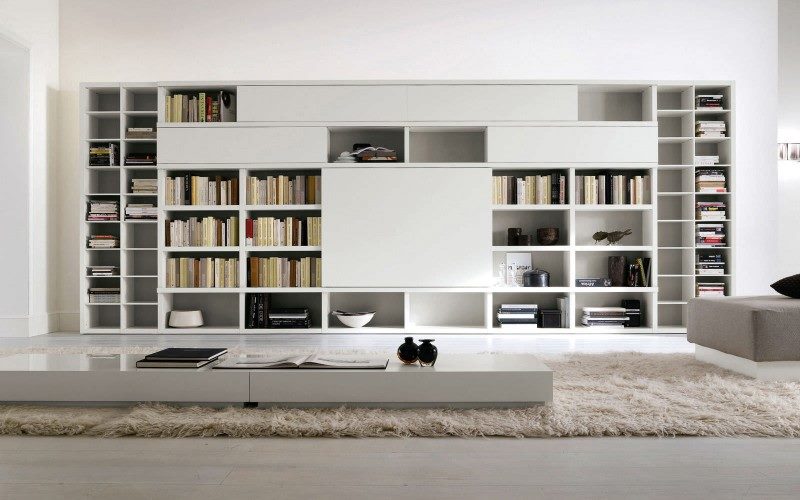 Long bookcase in white