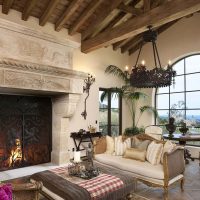 Large arched window in the colonial living room