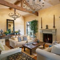 Living room interior with three sofas