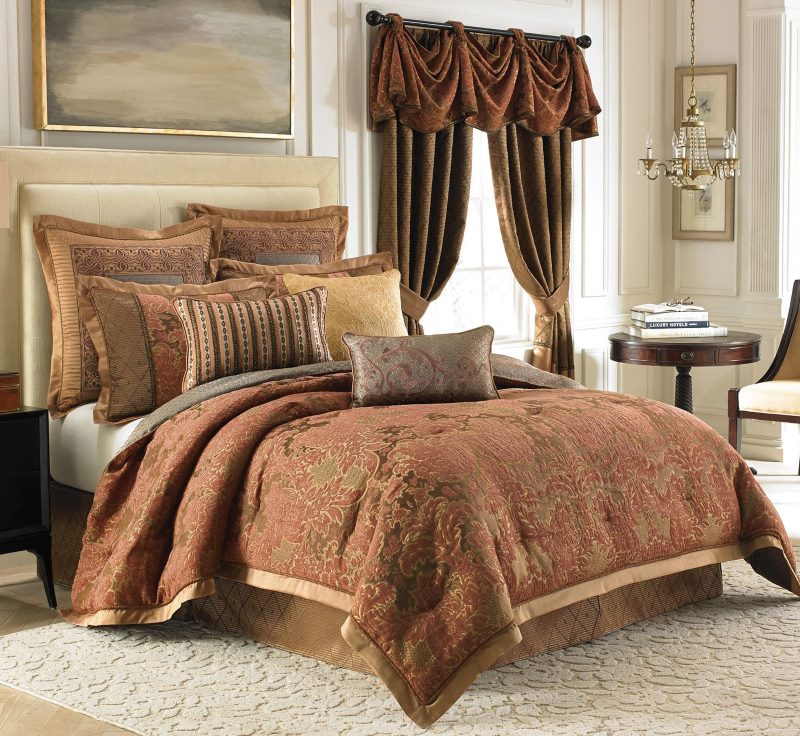 Brown color in the interior of the bedroom