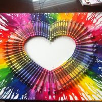 Beautiful heart made of colored pencils