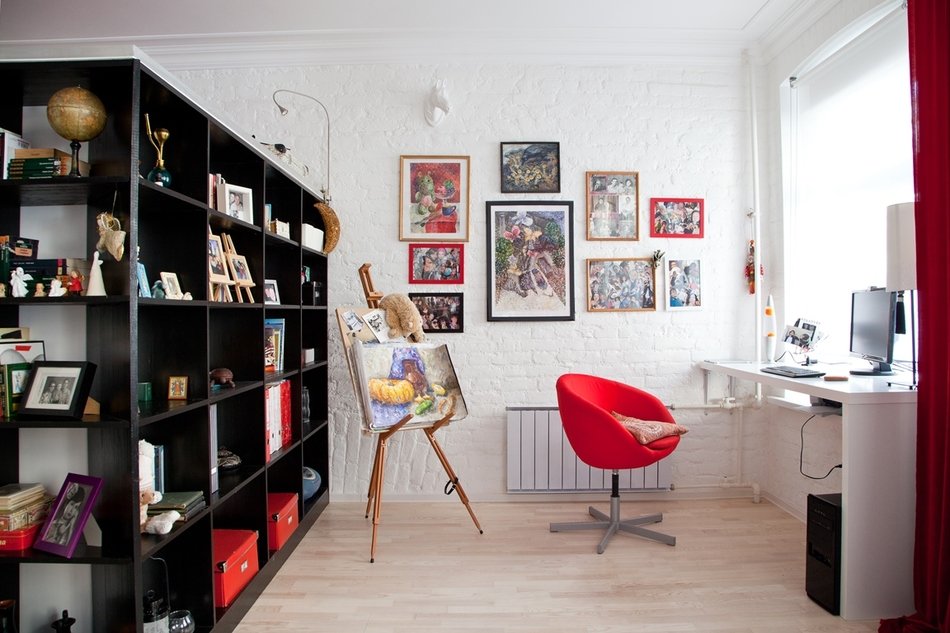 Red office chair in the home office