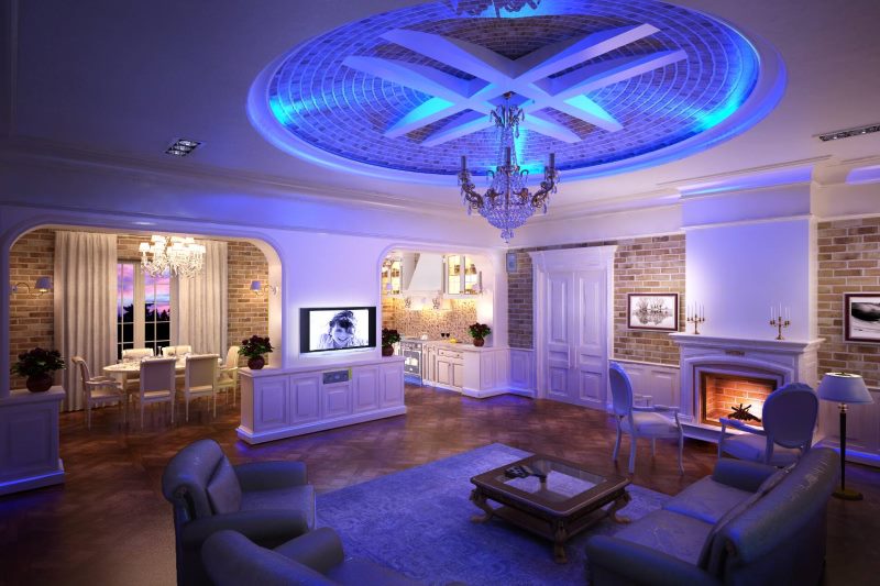 High ceiling living room lighting