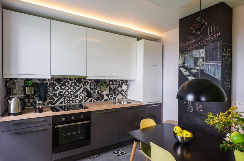 Combined gray and white kitchen