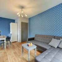 Blue embossed wallpaper