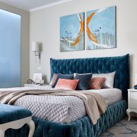 Blue headboard in boy's room