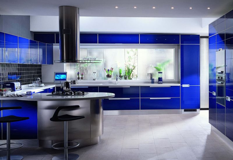 High tech blue kitchen design