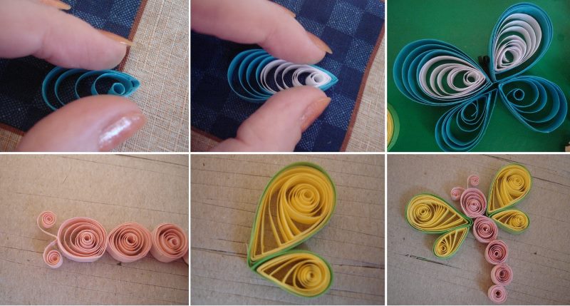 Le processus de fabrication des papillons en utilisant la technique de quilling