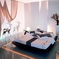 Design bedroom with glossy floor