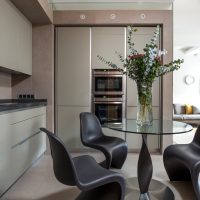 Black chairs on a light floor