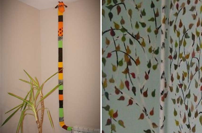 Decor of heating pipes in a children's room