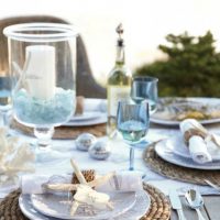 White plates on a knitted napkin