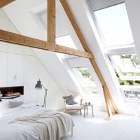 Skylights in the bedroom interior