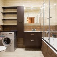 Washing machine in the bathroom interior