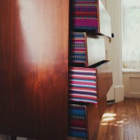 Striped walls of drawers