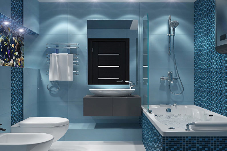 Bathroom design in blue tones