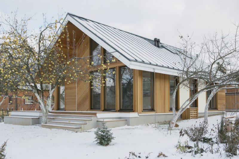 Scandinavian-style frame house with panoramic windows