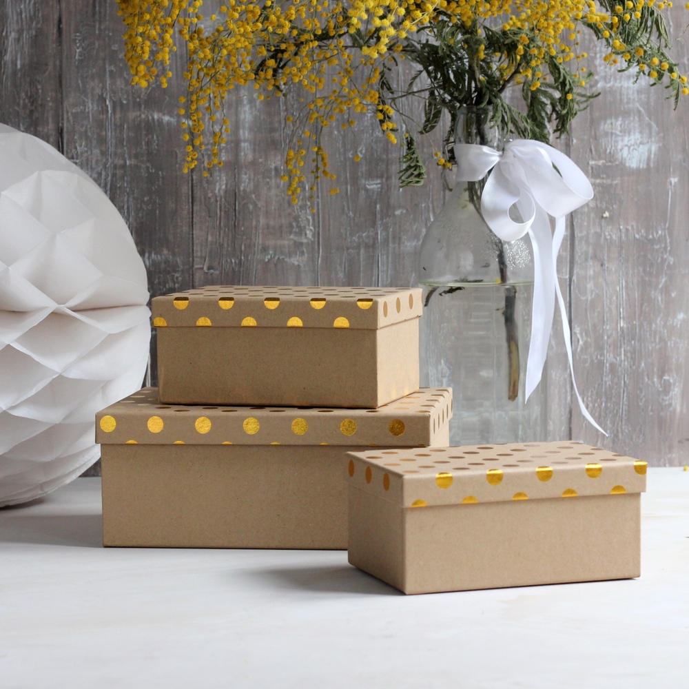 Three shoe boxes as a stylish interior decoration