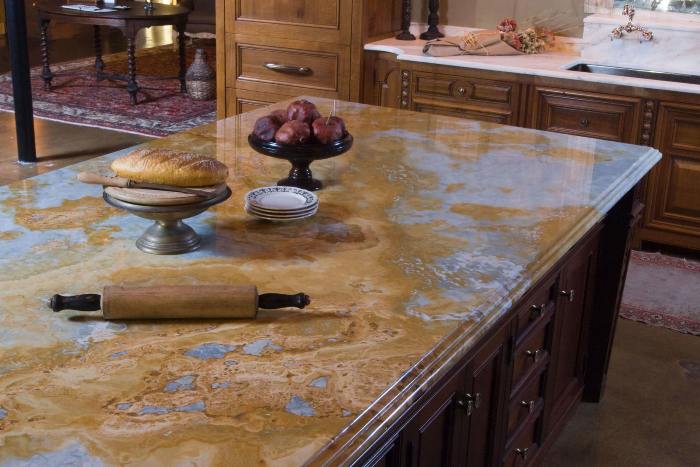 Porcelain countertops in the kitchen.