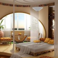 Chic bedroom design with balcony