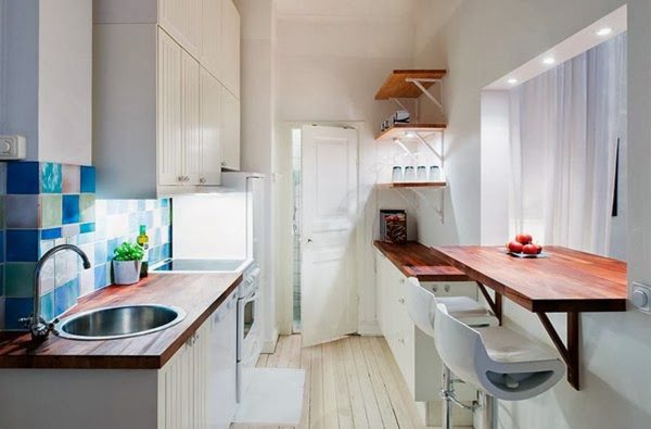 Wooden bar in a small kitchen