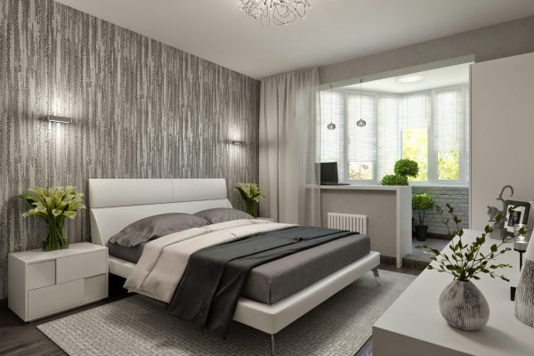 Bedroom design in gray tones