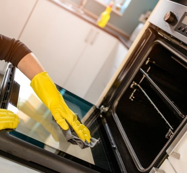 Rubbing the oven with lemon juice is also a great way to get rid of the smell.