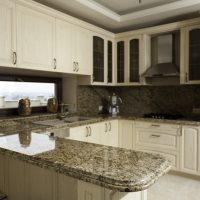 Countertop in the interior of the kitchen.