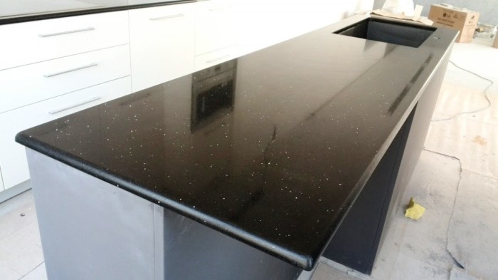 installation of quartz countertops.