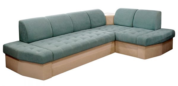 Velor corner sofa for the kitchen