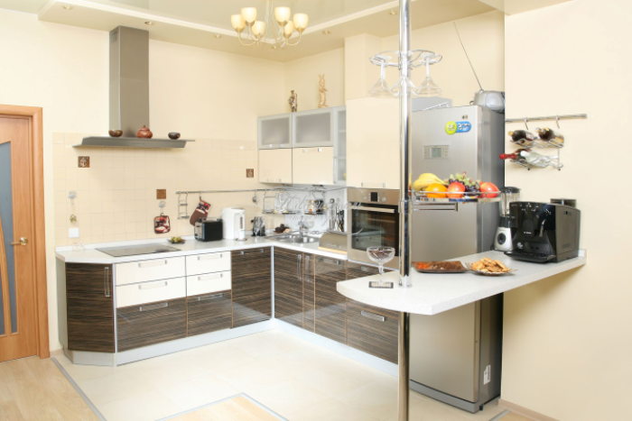 kitchen with breakfast bar.