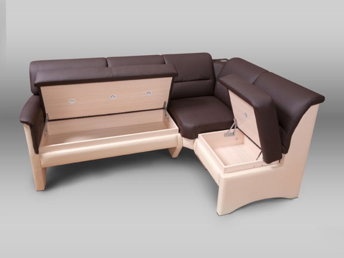 Sofa with drawers.