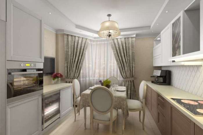 Kitchen with bay window modern.