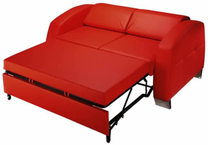 Sofa dengan tempat tidur.