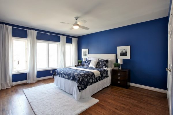 The bedroom in blue will seem darkened, but it will positively affect the rapid falling asleep.