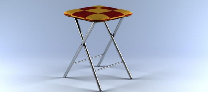 Folding metal stool.