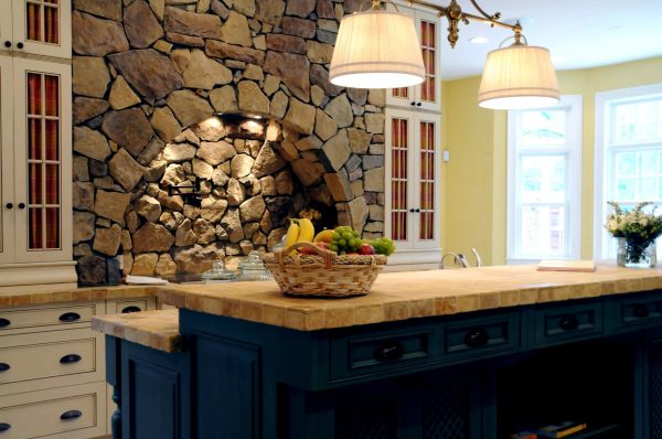 The countertop should be made of artificial or natural stone, as well as a tree.