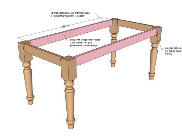 A dining table and chairs are made separately.